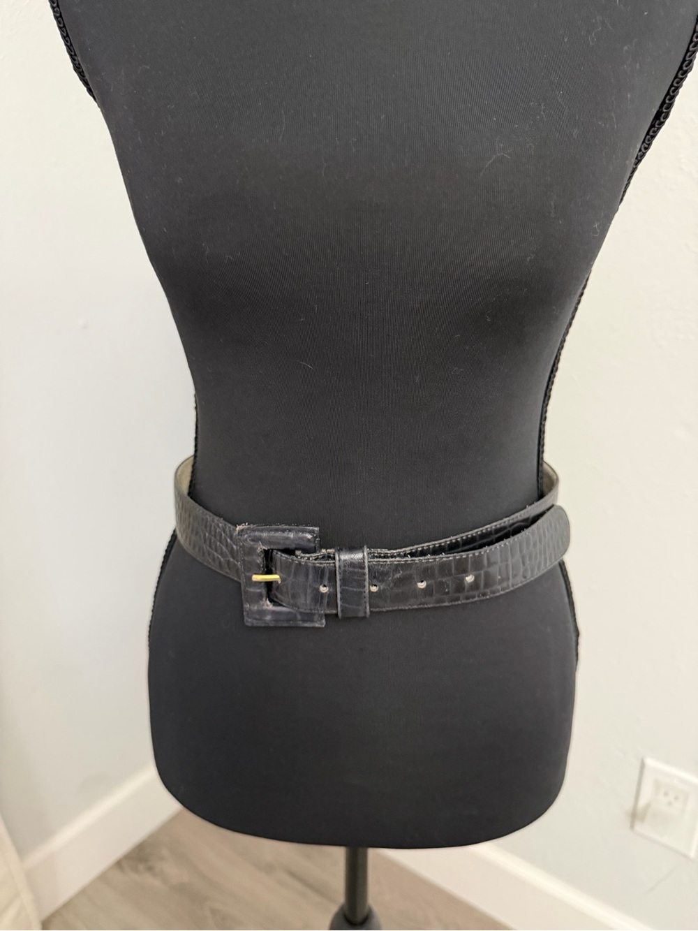 Vintage The Ritz Black Croc Leather Waist Belt